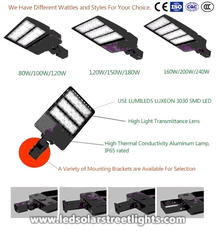 Specification of led parking lot lights and poles